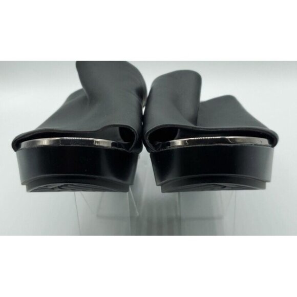 Karl Lagerfeld 'Lyric' 38.5 Black Leather Slide Wedge Platform 8 Sandals NWOB - Picture 9 of 14